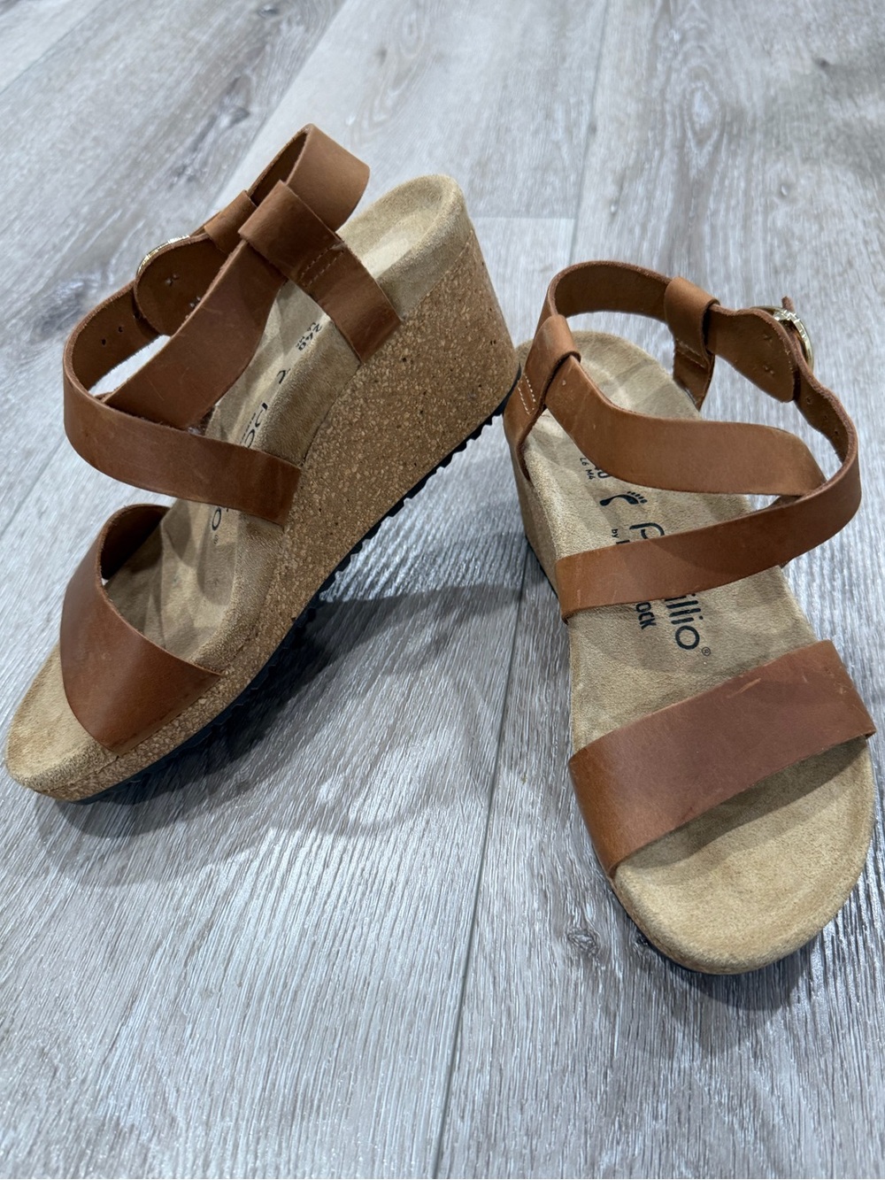 Papillio by Birkenstock Shoes SZ 6 Brown Leather Strappy Wedge Sandals Portugal